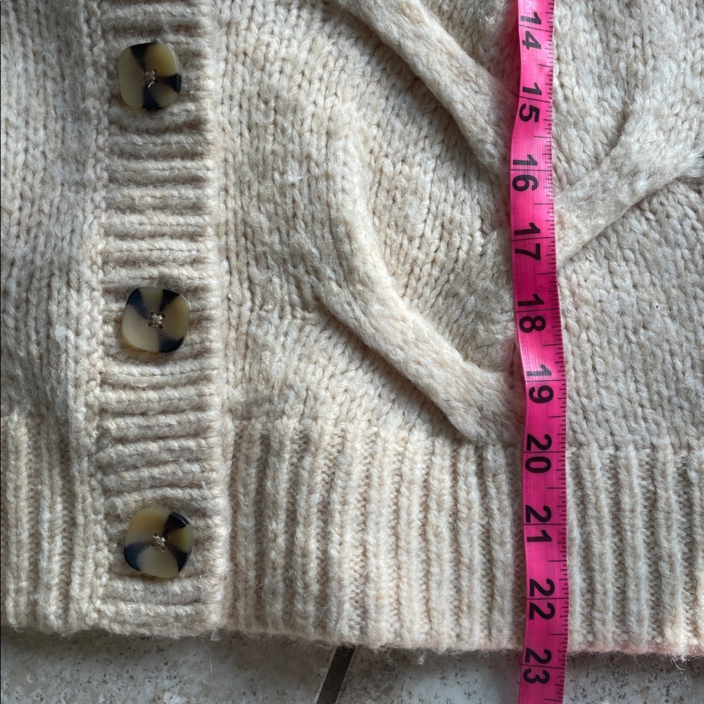 Madewell Cable Ashmont Cardigan Sweater Heather Powder - Picture 12 of 15